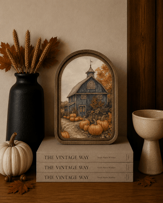 Blue Fall Barn Arch Framed Art 8.25x11" - 420 Home Decor - The Farmhouse
