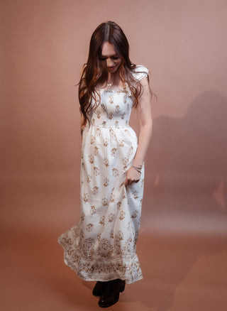 BLUE PEPPER Floral Border Smocked Midi Dress - 170 Dresses - The Farmhouse
