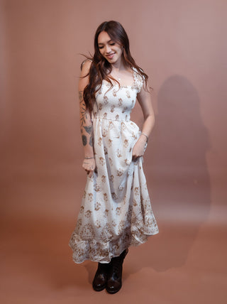 BLUE PEPPER Floral Border Smocked Midi Dress - 170 Dresses - The Farmhouse