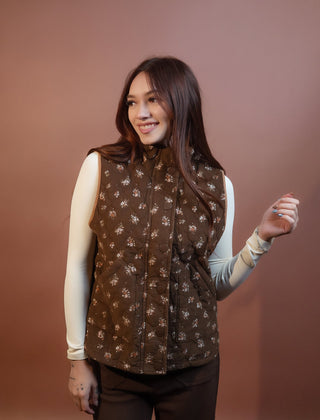 BLUE PEPPER Women's Brownstone Blooms Quilted Vest - 150 Kimonos + Cardigans - The Farmhouse