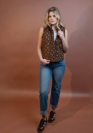 BLUE PEPPER Women's Brownstone Blooms Quilted Vest - 150 Kimonos + Cardigans - The Farmhouse