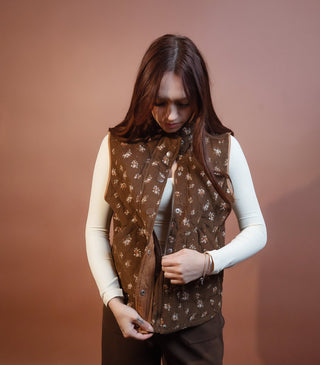 BLUE PEPPER Women's Brownstone Blooms Quilted Vest - 150 Kimonos + Cardigans - The Farmhouse