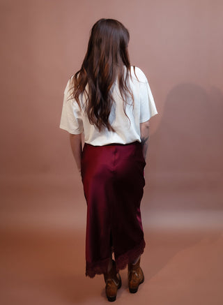 BLUE PEPPER Women's Burgundy After Dark Lace Midi Skirt - 220 Shorts + Skirts - The Farmhouse