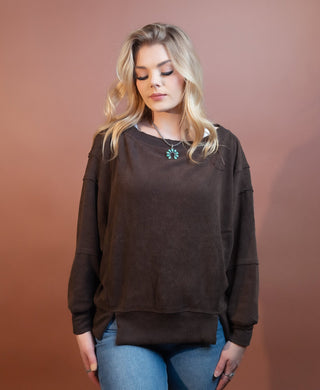 BLUE PEPPER Women's Chestnut Cascade Boat Neck Knit Sweater - 140 Sweatshirts + Sweaters - The Farmhouse