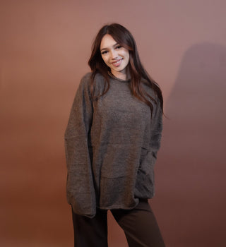 BLUE PEPPER Women's Chestnut Checkered Knit Sweater - 140 Sweatshirts + Sweaters - The Farmhouse