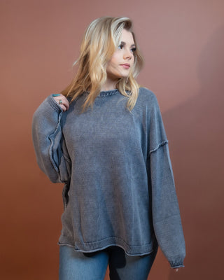 BLUE PEPPER Women's Navy Creek Washed Sweater - 140 Sweatshirts + Sweaters - The Farmhouse