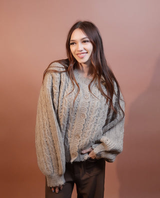 BLUE PEPPER Women's Toasted Oat Scalloped Cardigan - 150 Kimonos + Cardigans - The Farmhouse