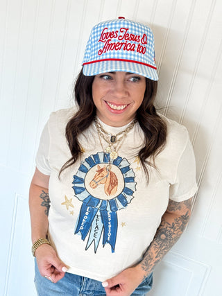 Blue Ribbon Crop Tee - 120 Graphic Tees - The Farmhouse