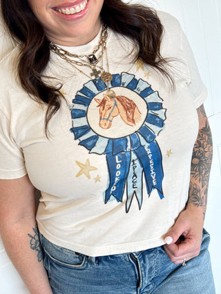 Blue Ribbon Crop Tee - 120 Graphic Tees - The Farmhouse