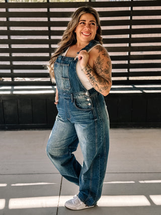 Blue Ridge Trendy Mom Barrel Jean Denim Overalls - The Farmhouse