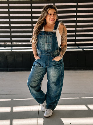 Blue Ridge Trendy Mom Barrel Jean Denim Overalls - The Farmhouse