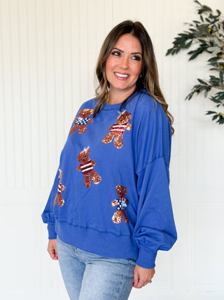 Blue USA Bear Sequin Sweatshirt - 100 Casual Tops - The Farmhouse