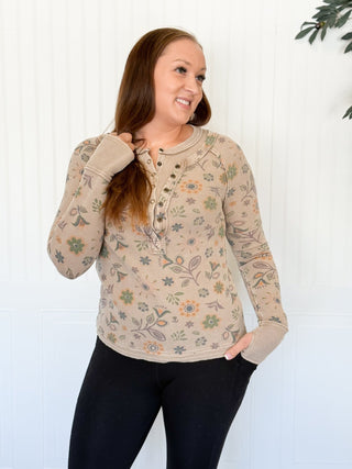 Blushing Meadow Thermal Henley Top - 140 Sweatshirts + Sweaters - The Farmhouse