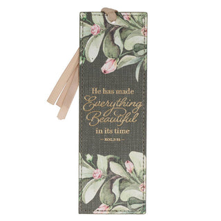 Bookmark Faux Leather Green Everything Is Beautiful Ecc 3:11 - 423 Stationery - The Farmhouse