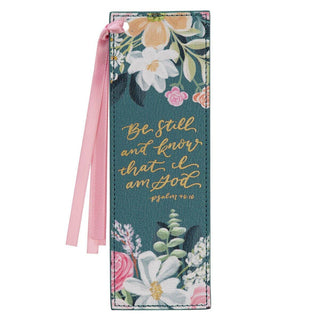 Bookmark Faux Leather Teal Be Still. Ps. 46:10 - 423 Stationery - The Farmhouse