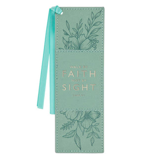 Bookmark Faux Leather Teal Faith 2 Cor. 5:7 - 423 Stationery - The Farmhouse