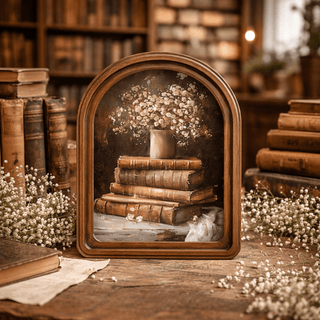Books with Flowers Arch Framed Art 8.25x11" - 420 Home Decor - The Farmhouse