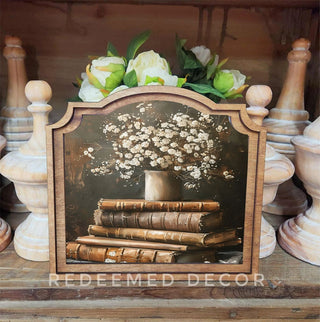 Books with Flowers Provincial Framed Art - 420 Home Decor - The Farmhouse