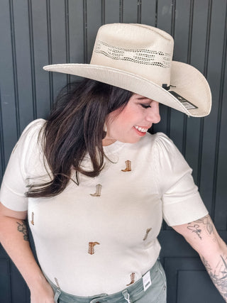 Bozeman Straw Cowgirl Western Hat, Cream - 260 Fashion Accessories - The Farmhouse
