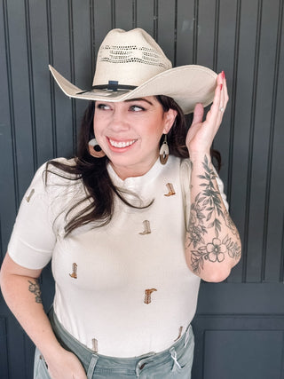 Bozeman Straw Cowgirl Western Hat, Cream - 260 Fashion Accessories - The Farmhouse