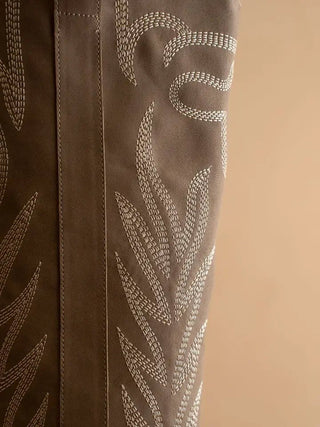 Bronco Western Boho Knee High Boots, Dark Taupe - 300 Footwear - The Farmhouse