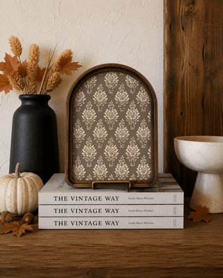 Brown Cream Damask Arch Framed Art 6x8" - 420 Home Decor - The Farmhouse