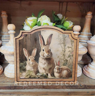 Bunny Trio Provincial Framed Art - 420 Home Decor - The Farmhouse