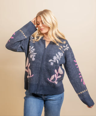 BY TOGETHER Women's Cozy Botanical Jacquard Cardigan - 140 Sweatshirts + Sweaters - The Farmhouse