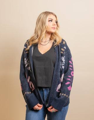 BY TOGETHER Women's Cozy Botanical Jacquard Cardigan - 140 Sweatshirts + Sweaters - The Farmhouse