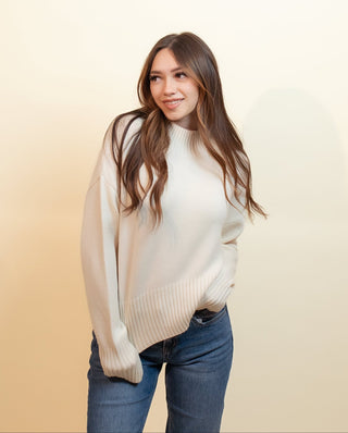 BY TOGETHER Women's Cream Cider Mock Neck Sweater - 140 Sweatshirts + Sweaters - The Farmhouse