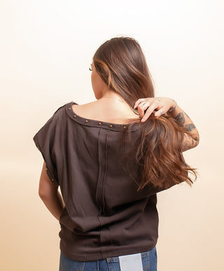 BY TOGETHER Women's Ember Stud Boat Neck Top - 110 Blouses - The Farmhouse