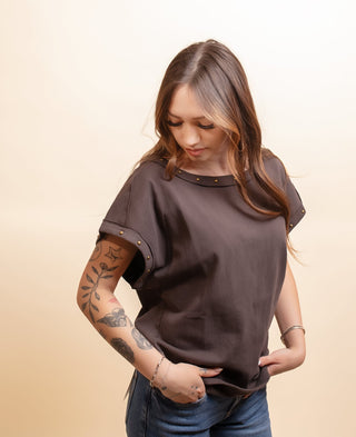 BY TOGETHER Women's Ember Stud Boat Neck Top - 110 Blouses - The Farmhouse