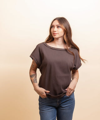 BY TOGETHER Women's Ember Stud Boat Neck Top - 110 Blouses - The Farmhouse