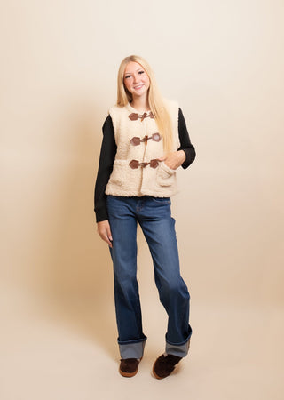BY TOGETHER Women's Toasted Marshmallow Sherpa Toggle Vest - 150 Kimonos + Cardigans - The Farmhouse