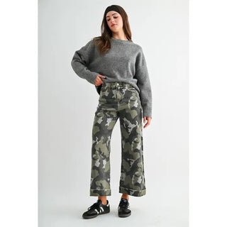 The Camo Trail Wide Leg Crop Pants