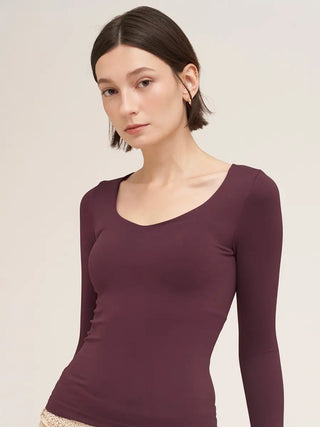 NIKIBIKI Women's Clean Line Sweetheart Long Sleeve Top, Raisin