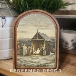Nativity Scene Arch Framed Art, 8.25" x 11”