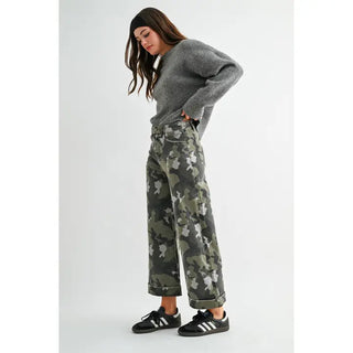 The Camo Trail Wide Leg Crop Pants