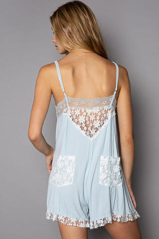 California Dreaming Relaxed Fit Lace Trim Adjustable Straps Romper - The Farmhouse