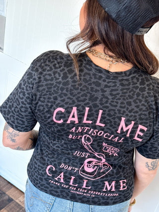 Call Me Antisocial Leopard Tee - 120 Graphic Tees - The Farmhouse