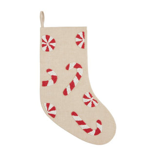 Candy Cane Beaded Stocking - The Farmhouse