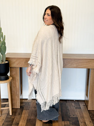 Canyon Breeze Frayed Ruana One Size, Beige - 150 Kimonos + Cardigans - The Farmhouse