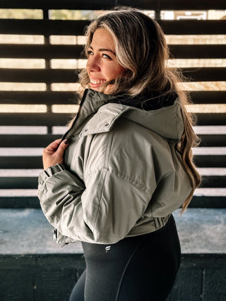 Canyon Mist Athleisure Hooded Jacket, Olive - The Farmhouse