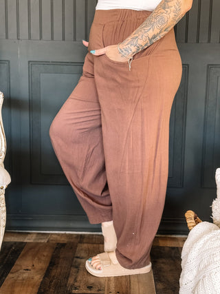 Canyon Stroll Boho Barrel Pants, Coco - The Farmhouse