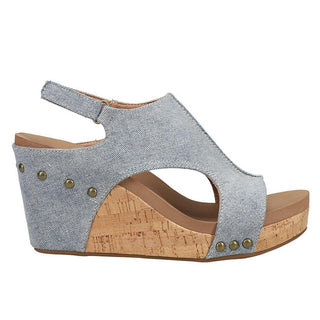 Carley - Denim Wedge Sandals - The Farmhouse