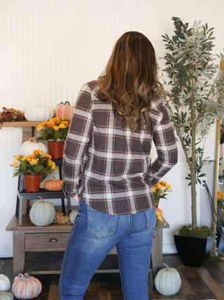 Cassian Button Up Shirt Shacket, Brown Plaid - 160 Outerwear - The Farmhouse
