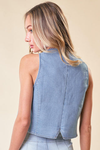 Cassidy Denim Vest - Light Wash - The Farmhouse