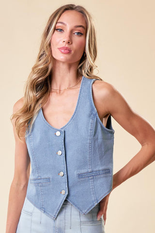 Cassidy Denim Vest - Light Wash - The Farmhouse