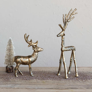 Cast Aluminum Twig Deer - Antique Gold Finish - The Farmhouse