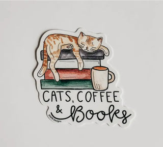 Cat's, Coffee, & Books Sticker - The Farmhouse